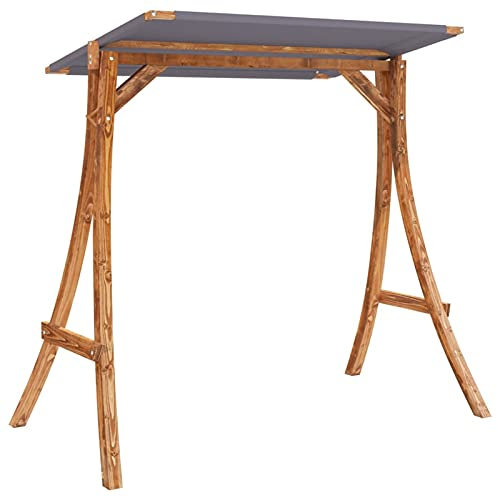 Tidyard Schaukelgestell mit Anthrazit-Dach Holzgestell Gestell Rahmen für Hollywoodschaukel Schaukelbank Gartenschaukel Teak-Finish Fichtenholz Massiv 175 x 101 x 161,5 cm