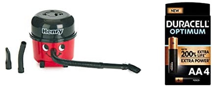 Paladone Henry Hoover Desk Vacuum-Novelty Desktop Cleaner, Duracell Optimum AA Alkaline Batteries [Pack of 4] 1.5 V LR6 MN1500