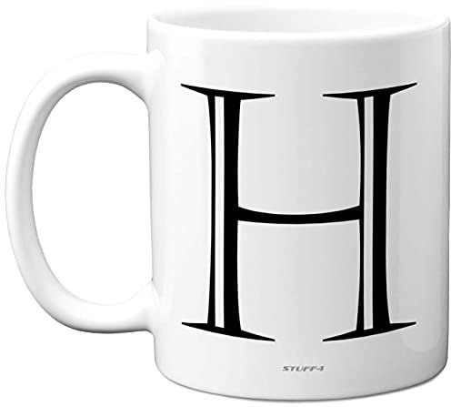 Stuff4 Personalised Alphabet Initial Mug - Letter H Mug, Gifts for Him Her, Fathers Day, Mothers Day, Birthday Gift, 11oz Ceramic Dishwasher Safe Anniversary, Valentines, Christmas, Retirement