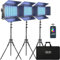 GVM 1500D LED RGB Éclairage vidéo, kit d'éclairage vidéo 75 W avec contrôle Bluetooth, Lot de 3 Panneaux Lumineux pour Photographie, Studio Youtube, Tournage vidéo, conférence,Avoir 1128 Perles LED