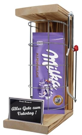Geschenk zum Vatertag Milka Geschenk Set - Eiserne Reserve Gitterkäfig incl. Säge - Vatertagsgeschenk witzig lustig Geschenke für Papa - -s- Alles Gute zum Vatertag