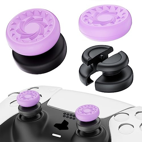 PlayRealm No Falling Off Lot de 2 rallonges de pouce et poignée en silicone pour manette PS5 et PS4 Violet