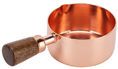 HOHXFYP Cacerola,Cacerolas de Acero Inoxidable de Grado Alimenticio,Olla de Salsa de Oro Rosa,Olla de Cocina Peque?a F¨¢cil de Limpiar con Mango de Madera(1/4cup-Oro rosa)