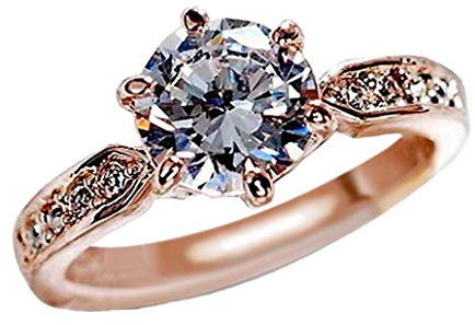 8mm Diamant Verlobungsring Halo Ringe für Jubiläum/Verlobung/Party Schmuck für Frauen Rings Größe 6-10 (Roségold)