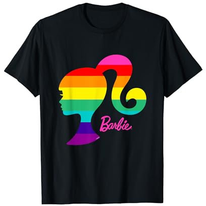 Barbie, Herren, Kurzarm, Regenbogen, Logo T-Shirt, Schwarz, S