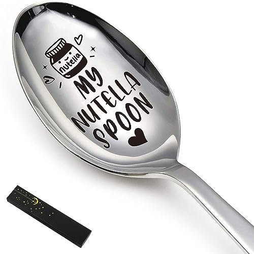 Myakako Funny My Nutella Löffel, gravierter Edelstahl-Löffel für Frauen Männer Geburtstage, Weihnachten, Valentinstag, Vatertag Gi