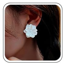 TseenYi Orecchini A Perno Fiore Acrilico Boho Bianco Vintage A Strati Da Sposa Matrimonio Gioielli Per Donne E Ragazze Regali