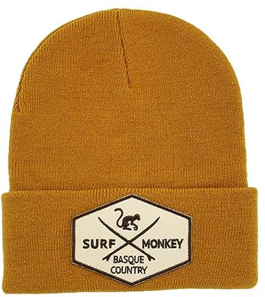Surf Monkey Strickmütze für Herren und Damen, recycelt, Einheitsgröße, Winter/Herbst, Senf, One size