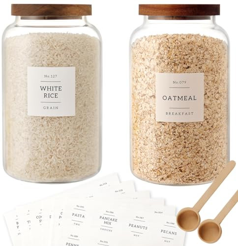 CZSZYGHBAO 2 PCS Large Glass Jar with Airtight Lid, Glass Food Storage Jars for Tea,Spice,Cereal, Egg,Flour,Coffee and More(98 FL OZ/2800 ml)