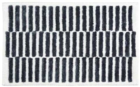 Schöner Wohnen Kollektion Badezimmerteppich weiß Linien 67x110 cm – Badematte rutschfest - Badteppich waschbar – Badvorleger Trockner geeignet – Duschvorleger Badezimmer