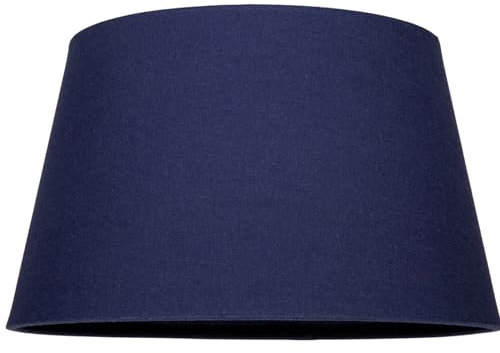 Traditional 14 Inch Navy Blue Linen Drum Table/Pendant Lampshade 60w Maximum | with Inner Cotton Fabric Lining | Reversible Gimbal by Happy Homewares