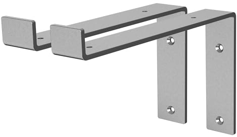 ML-Design 2 Stück Regalhalterung 25x4x14,5 cm, Grau, aus Metall, 10 Zoll Regalhalterungen, Industrielle Regalwinkel, Regalträger für Wandmontage, 90Grad Wandhalterung, L-Form Wandregal, mit Schrauben