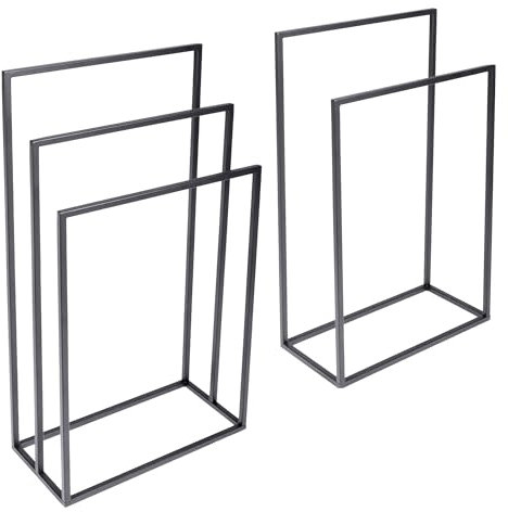 Natural Goods Berlin Trio Handtuchständer freistehend/pulverbeschichteter Standhandtuchhalter aus Metall/platzsparend mit 3X Handtuchstange/Handtuchhalter schwarz stehend