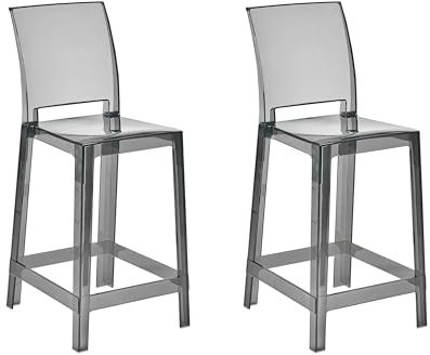 Lot de 2 Chaises de Bar Transparentes Noires Hautes pour Cuisine Moderne Wellington