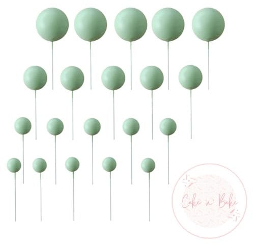 Faux Coloured Polystrene Cake Topper Ball Spheres - Pack of 20 (Sage)