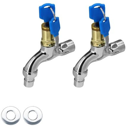 0XBIT Cerradura de Grifo de Agua, 2 Piezas Antirrobo, Con Cerradura, Apto para Jardín y Exterior