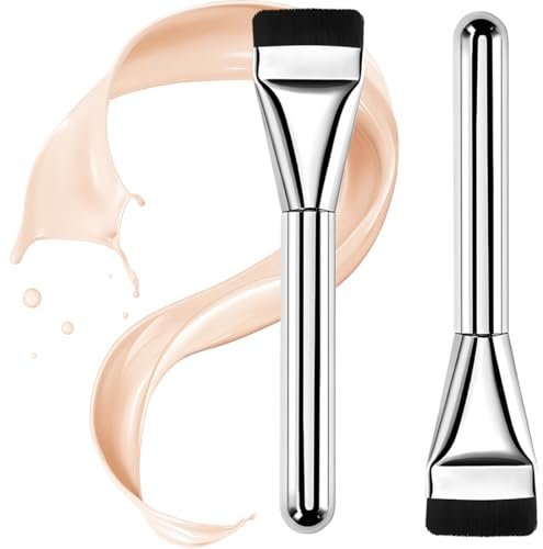 MKVZIYE 2pcs Generic Pinceau de maquillage plat pour fond de teint | pinceau ultra fin | pinceau à blush correcteur | pinceau de maquillage ultra fin, pinceau à poudre liquide,pinceau fond de teint