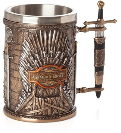 Monrunkg Mittelalterlicher GOT-Becher, Bierkrug mit Eisernem Thron, Whiskybecher, Kaffeegeschenkbecher aus Edelstahl, geeignet für Partys mit Drachenthema, Sammlerdekoration