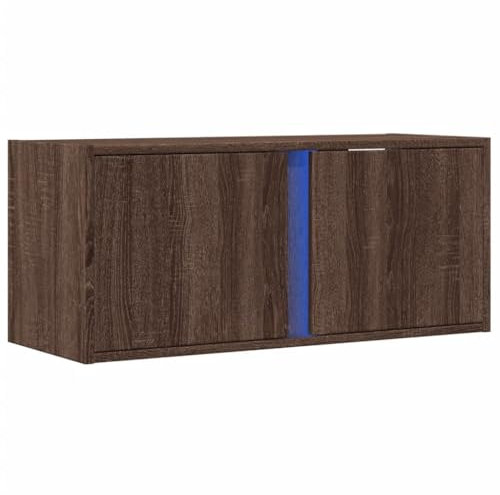 vidaXL Mueble de TV de Pared con Luces LED Roble marrón 80x31x35 cm, Mueble de TV suspendido, Mueble de TV montado en la Pared, Soporte de TV Flotante
