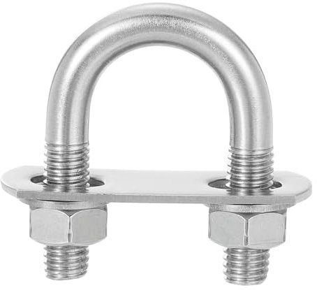 sourcing map Round U-Bolts, 6 Sets 27mm(1.06) Inner Width 56mm Length M10 304 Stainless Steel U Clamp Bolt with Nuts and Plates, for Boat Trailer