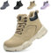 Nasogetch Scarpe Antinfortunistiche Uomo Donna Alte Scarpe da Lavoro Impermeabile Stivali da Lavoro Leggere Comode con Punta in Acciaio 9193 Kaki 43 EU