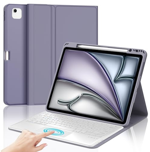 JADEMALL Coque Clavier avec Trackpad pour iPad Air 13 Pouces M3/M2 2025, AZERTY Français Clavier Bluetooth avec Touchpad pour iPad Air 13 M2/M3 2024/2025, Violet