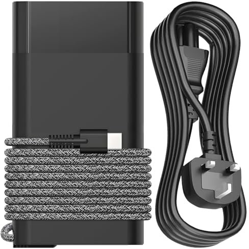 New Slim 90W USB C Laptop Charger Replacement for HP Spectre X360 13 14 15 16 17 2-in-1 Envy 15 17 17t 15-es0000 17-cr0000,Elitebook X360,Pavilion Plus 14 ProBook Type C Power Adapter Cord UK Plug
