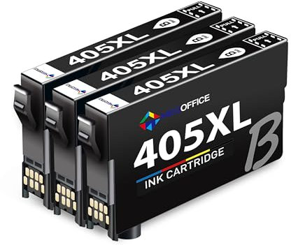 MEGFFICE 405XL Druckerpatronen Kompatibel für Epson 405 XL für Workforce Pro WF-3820DWF 3825DWF WF-4820DWF 4825DWF 4830DTWF WF-7310DTW WF-7830DTWF 7835DTWF WF-7840DTWF Drucker - 3 schwarz