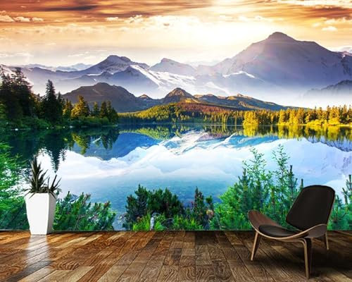 WEIMEIJIE Wald Bergsee Naturlandschaft 3D Tapete Wohnzimmer TV Wand Schlafzimmer Tapete Hotel Flur Wandbild