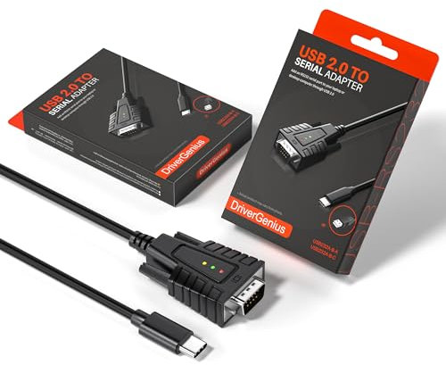 DriverGenius SerialEdgeX Serie | USB-C Zu RS232 Serielles Adapterkabel (1-Port) – 3 x LEDs (TX, RX, PWR) – Kompatibel Mit Windows 11, macOS 15 【USB232A-B-C, 2 Stück/Verpackung】