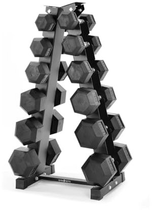 6 Tier Dumbbell Rack With (5kg, 7.5kg, 10kg, 15kg, 20kg, 25kg) Hex Pairs