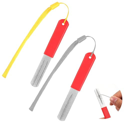 simarro 2 Stück Fischhakenschärfer, Doppelseitiger Schleifstein Angelhaken Schleifschleifstein mit Lanyard, Tragbares Hook Sharpener Schleifstein HakenschäRfer Schleifwerkzeug für Outdoor Angeln