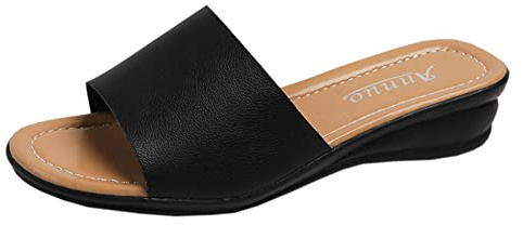 Luadnysin Sandale Orthopedique Femme Sandales Été Confortable Claquettes Compensées Chaussure Orthopédique Chaussures Ete Cuir Pieds Sensibles Femmes Pantoufles Confort Mule
