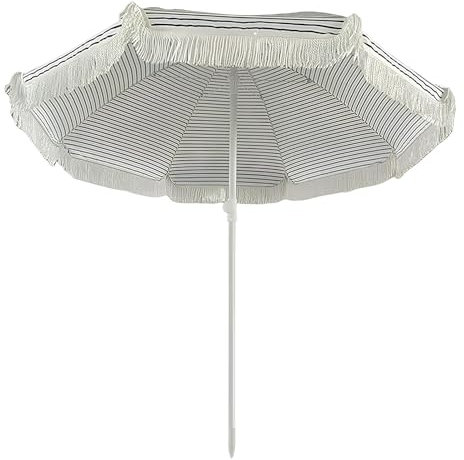 XUQQU Parasols De Plage Bohèmes, Parasol De Jardin À Pampilles, Parasol D'extérieur 1,60 M, Protection Solaire Et Imperméable, Design Rayé, N'inclut Pas La Base