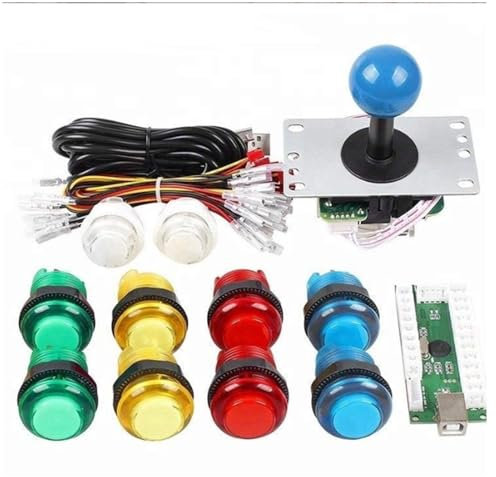plplaaoo DIY Joystick Kit Tablero de circuito Joystick 5P USB Joystick Joystick Illuminados Controlador de juego para entusiastas de los juegos Metal de plástico