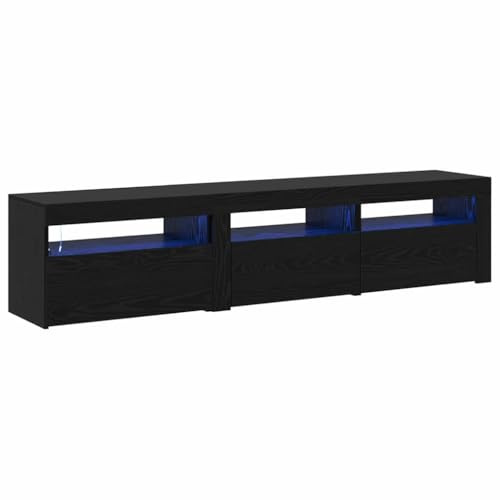 vidaXL TV Cabinets 2 pcs Black oak 180 x 35 x 40 cm Engineered wood, Living Room Decor, Modern Tv Stand, Lowboard Unit, Rectangular Design, Built-In Lighting, Ample Storage, Entertainment Center
