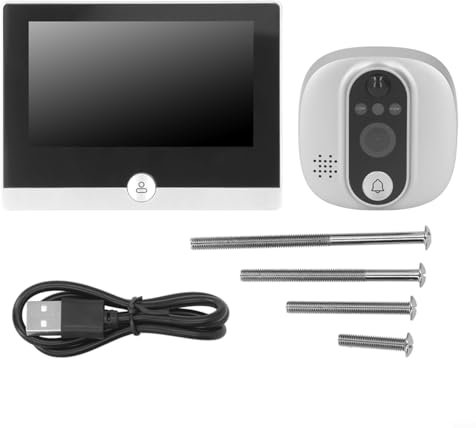 CNANRNANC Cámara digital de visión de puerta con pantalla IPS de 4.3 pulgadas, 1080P HD, WiFi, cámara de mirilla con detección de movimiento, audio bidireccional para seguridad del hogar