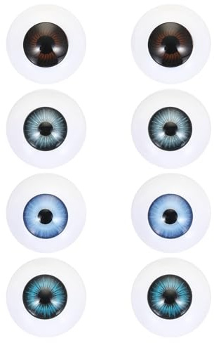 PATIKIL 24mm Doll Eyes,1 Pair Realistic Acrylic Eyes Plastic Half Eyeballs for Dolls Masks Halloween Props Art Craft, Light Blue, Blue Gray, Dark Blue, Dark Brown