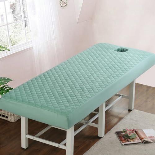 Odot Bezug Massageliege Frottee mit Loch Massageliege Laken Waschbare Weiches Atmungsaktiv Mikrofaser Massagetisch Bettlaken Gesichtsauflage für Schönheitsbett Spa, Nordisch (Grün,70x185cm)