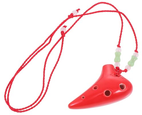 GARVALON Kleiner Okarina 6-loch Aus Dolomit Traditionelles Blasinstrument in Rot Musikinstrument Für Kinder Erwachsene Geschenk Und Tischdekoration