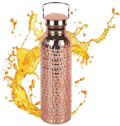 Husoiuy En Cuivre | Gourde Isotherme Portable 800 ml,Bouteille En Cuivre D'Extérieur - Pour Camping Randonnée Voyage Extérieur Intérieur Maison Habitation Cuisine Femmes Hommes