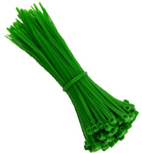 KafTon Pack of 100 Green Cable Zip Ties, UL Nylon, Perfect for PC, Bicycle Tie Wrap DIY Home Wire Vegetable Garden Office (100mm x 2.5mmm) Green