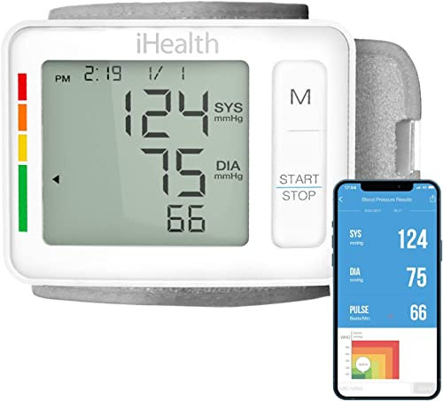 iHealth Push (KD-723) Smart Wrist Blood Pressure Monitor, Cuff That fits Standard to Large Adult Arms, Bluetooth Compatible for Apple & Android Devices, White