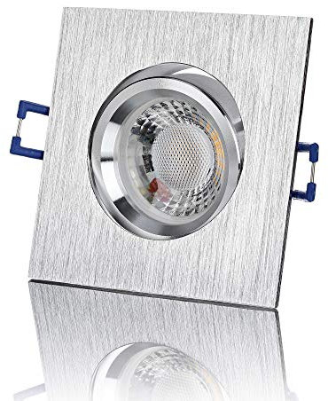 lambado® Premium LED Spot 230V Alu gebürstet - Hell & Sparsam inkl. 5W GU10 Strahler warmweiß - Moderne Beleuchtung durch zeitlose Einbaustrahler/Deckenstrahler