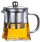 Glass Teapot with Stainless Steel Infuser & Lid, Borosilicate Glass Tea Kettle Stovetop Safe, Blooming & Loose Leaf Teapot,Glass Square Pot (550ML/19oz)