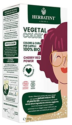 Herbatint Vegetal Color Cherry Red Power, Kirschrot | Pflanzliche Haarfärbung auf Basis von Henna und ayurvedischen Kräutern, 100% natürlich und biologisch – 100 Gramm