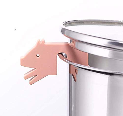 Ninelives Topfdeckelhalter Schwein Silikon I Zubehör für Kochtopf, Pfannen-Deckel und Kochgeschirr I Kleine, Lustige, Bunte Küchenhelfer I Topfwächter Schwein I Farbe Beige