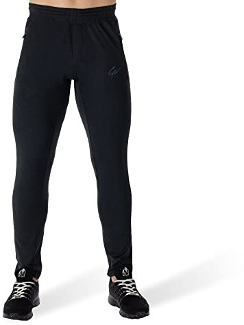 Gorilla Wear Glendo Trainingshose - schwarz - leichte Jogginghose mit Logo Aufdruck bequem zum Sport Alltag Freizeit Workout Training Atmungsaktiv aus Polyester Elasthan, XL