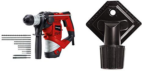 Einhell Bohrhammer TC-RH 900 Kit (900 W, 4100 min.-1 Schlagzahl, 3 J Schlagstärke, Hammerbohren, Bohren und Meißeln mit Meißelfixierung, inkl. 12-teiligem Bohrer- & Meißelset, Koffer, Bohrdüse)