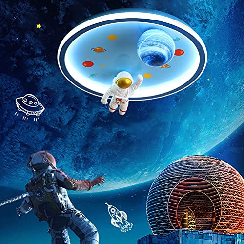 Kinderzimmer Deckenleuchte Dimmbar mit Fernbedienung 72W LED Kinder Deckenlampe Kreative Astronaut Spaceman-Design für Junge Mädchen Schlafzimmer Hängeleuchte Modern Innen Kinderzimmer Pendelleuchte